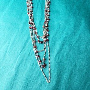 2/20$ Vintage coldwater creek red crystal multiple strands necklace